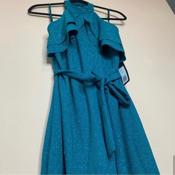 BEBE • DOUBLE RUFFLE HALTER NECK GOWN - Picture 10 of 10